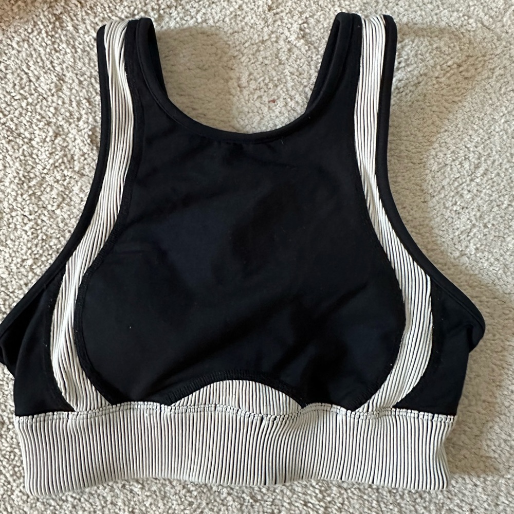 ALO Yoga Black and White Racerback Sports Bra
